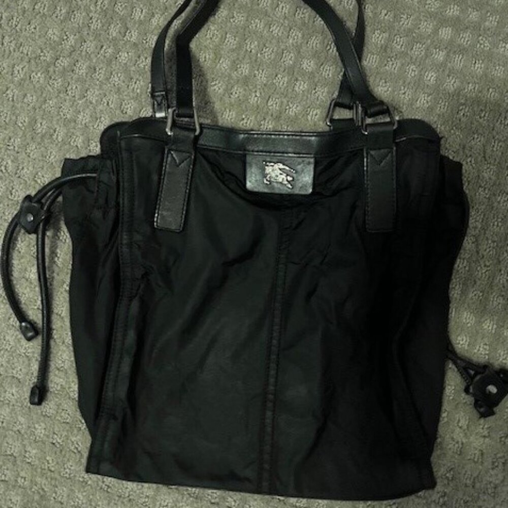 Burberry Black Nylon Leather Buckleigh Tote Bag